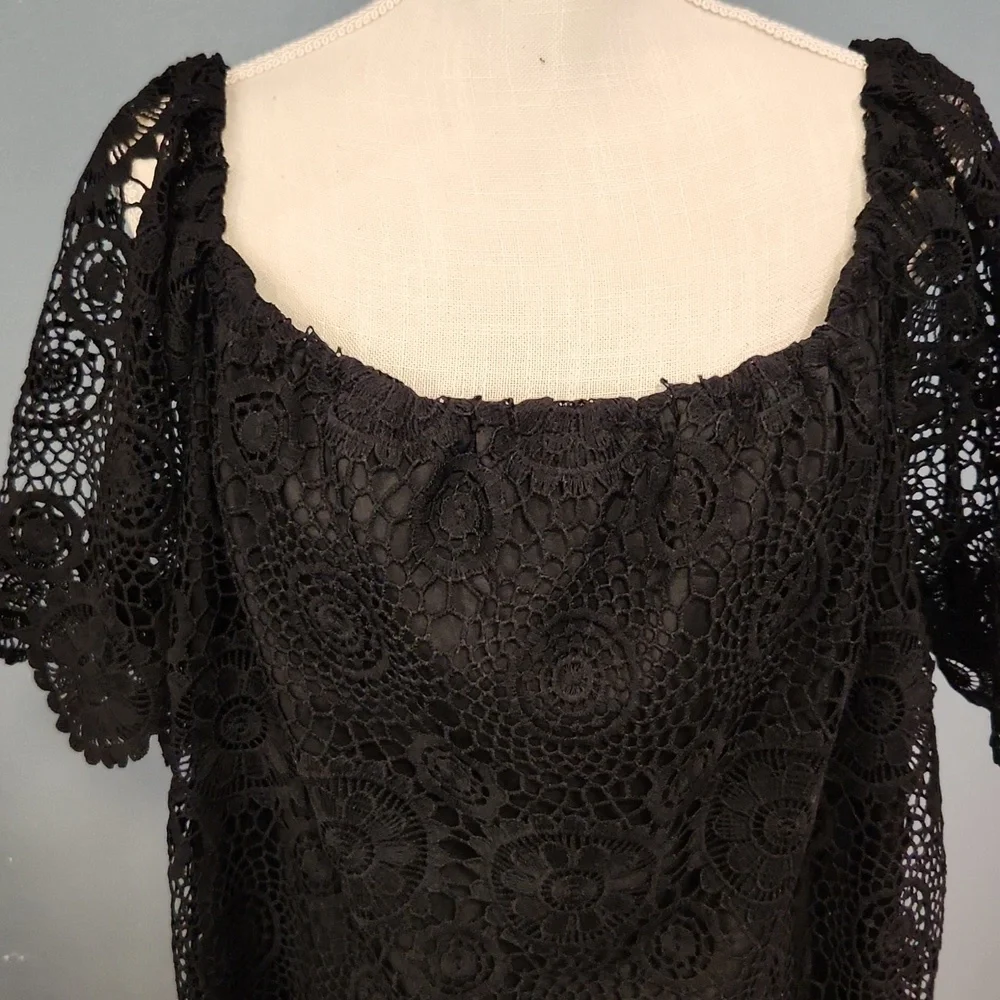 Shein Curve Boho Floral Lace Scoopneck Maxi Dress Feminine Summer Resortwear